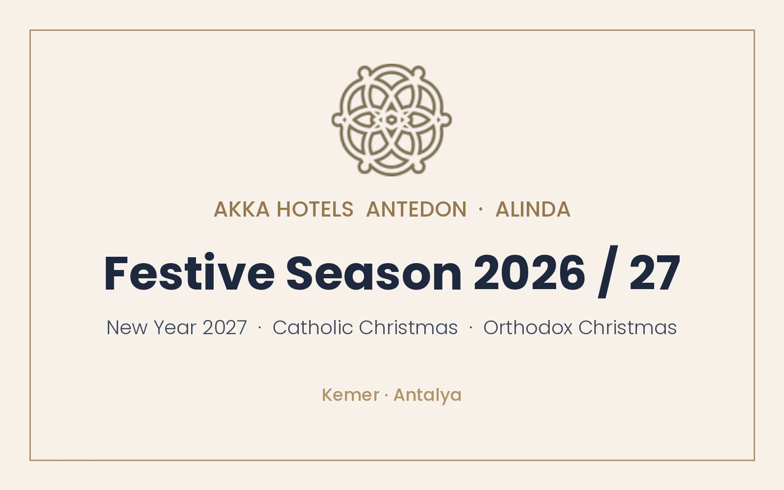 AKKA Hotels Antedon ve Alinda: 2027 Yılbaşı ve Noel Programları